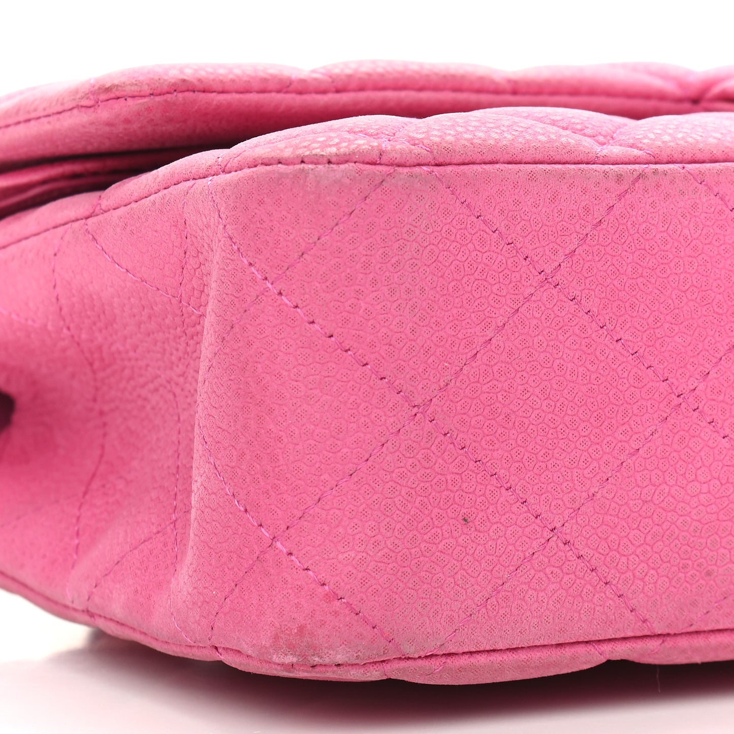 Iridescent Caviar Quilted Medium Double Flap Pink