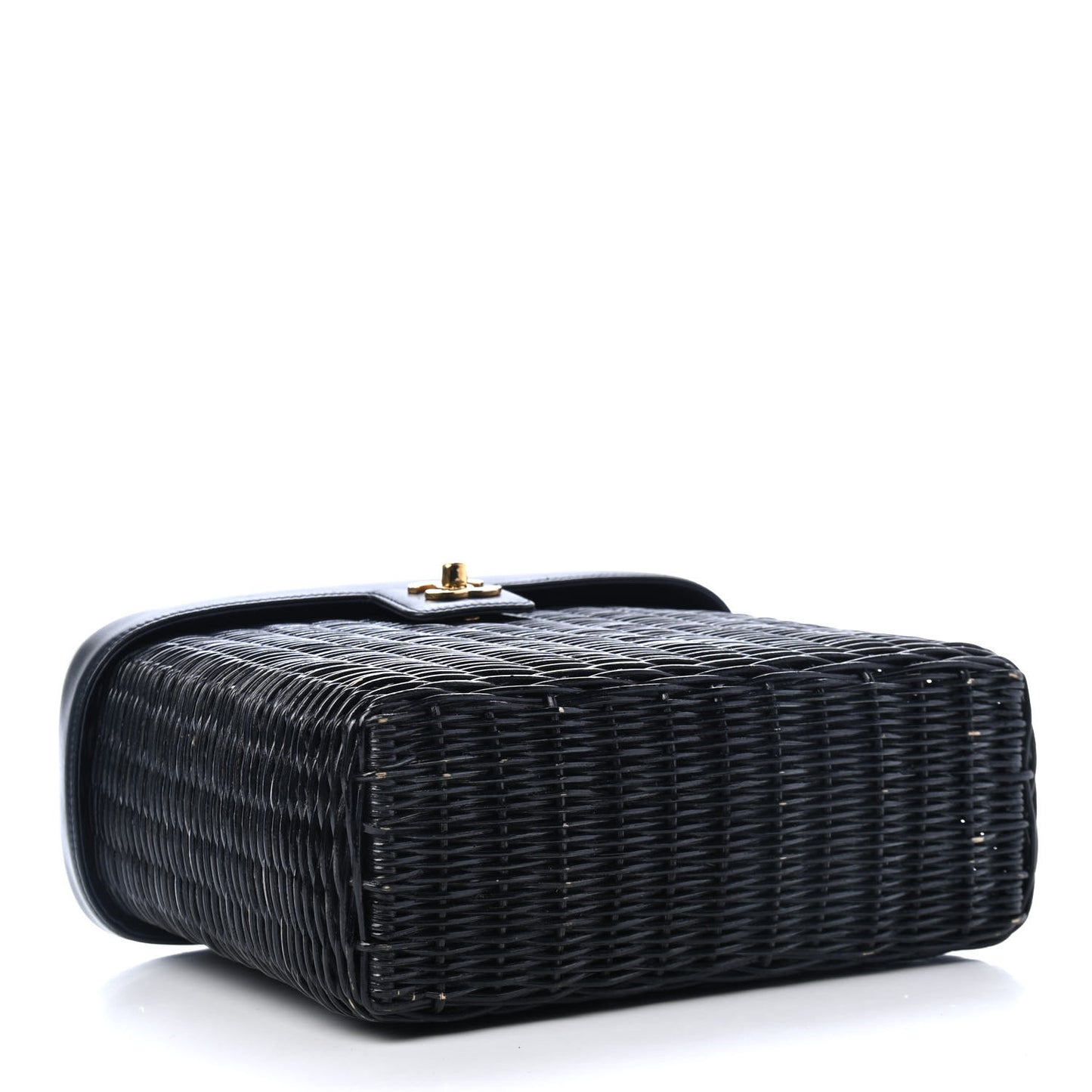 Lambskin Straw Basket Top Handle Bag Navy