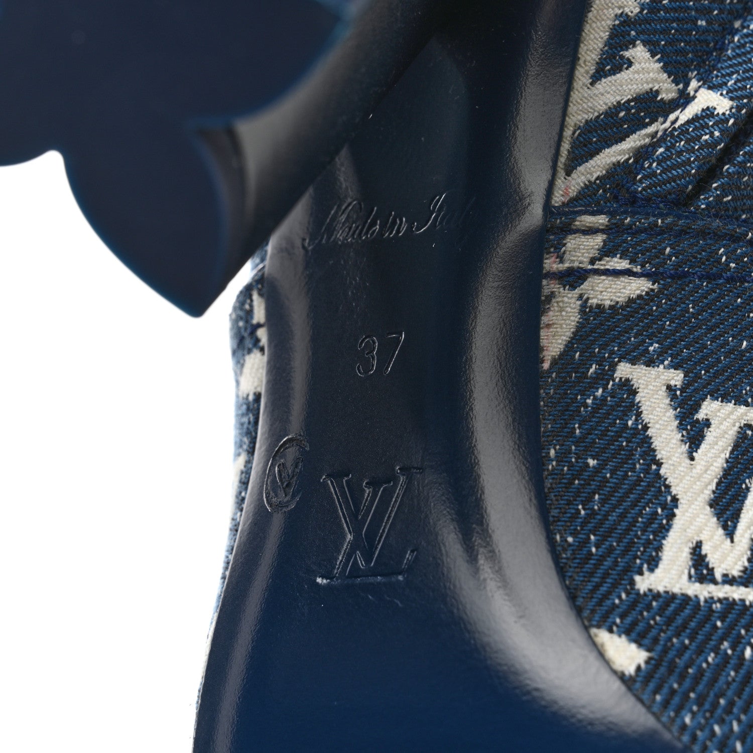 Louis Vuitton Denim Monogram Silhouette Ankle Boots 37 Navy Blue 6 of 9