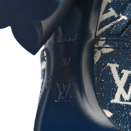 Louis Vuitton Denim Monogram Silhouette Ankle Boots 37 Navy Blue 6 of 9