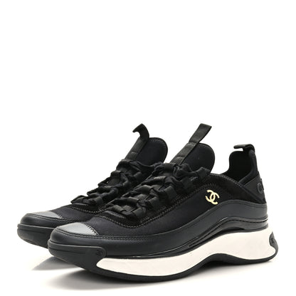 Chanel Velvet Calfskin Mixed Fibers CC Sneakers 40.5 Black 3 of 8
