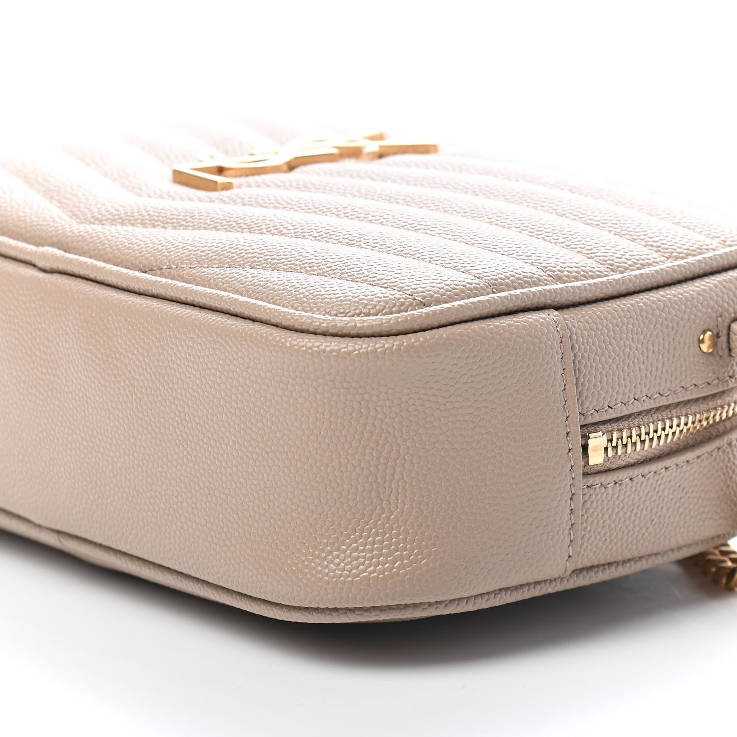 Saint Laurent Grain De Poudre Matelasse Monogram Mini Lou Camera Bag Dark Beige 7 of 7