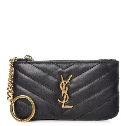 Saint Laurent Calfskin Matelasse Monogram Key Pouch Black 1 of 8