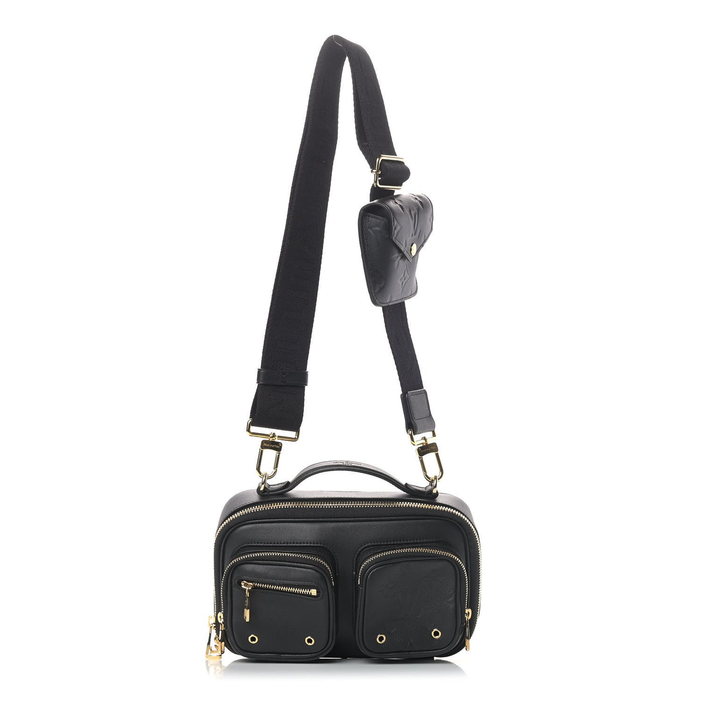Calfskin Monogram Embossed Utility Crossbody Black