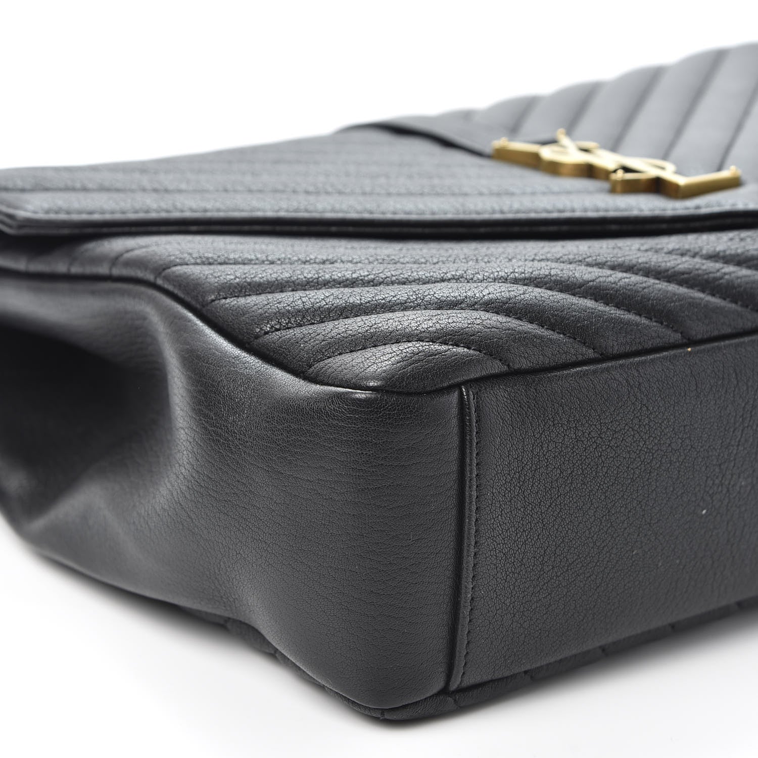 Saint Laurent Sheepskin Matelasse Chevron Monogram Large College Satchel Black 5 of 9