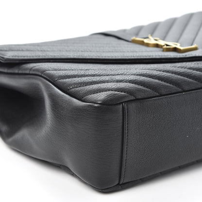 Saint Laurent Sheepskin Matelasse Chevron Monogram Large College Satchel Black 5 of 9