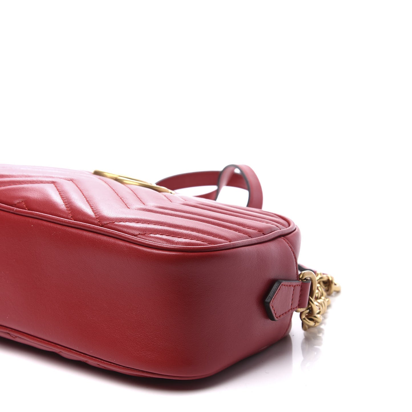 Calfskin Matelasse Small GG Marmont Chain Shoulder Bag Hibiscus Red