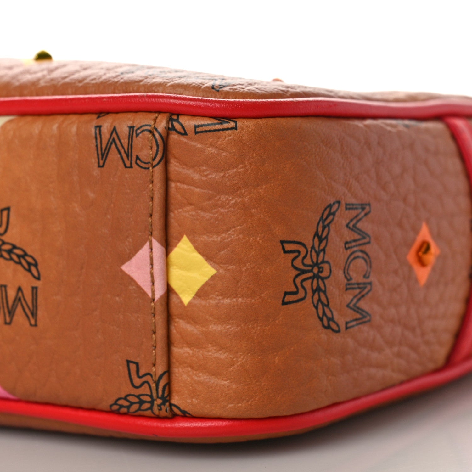 MCM Skyoptic Visetos Spectrum Diamond Camera Bag Cognac Red 8 of 8
