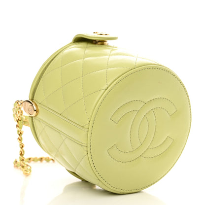 Chanel Shiny Lambskin Quilted Chain Top Handle Vanity With Chain Light Green 4 of 11