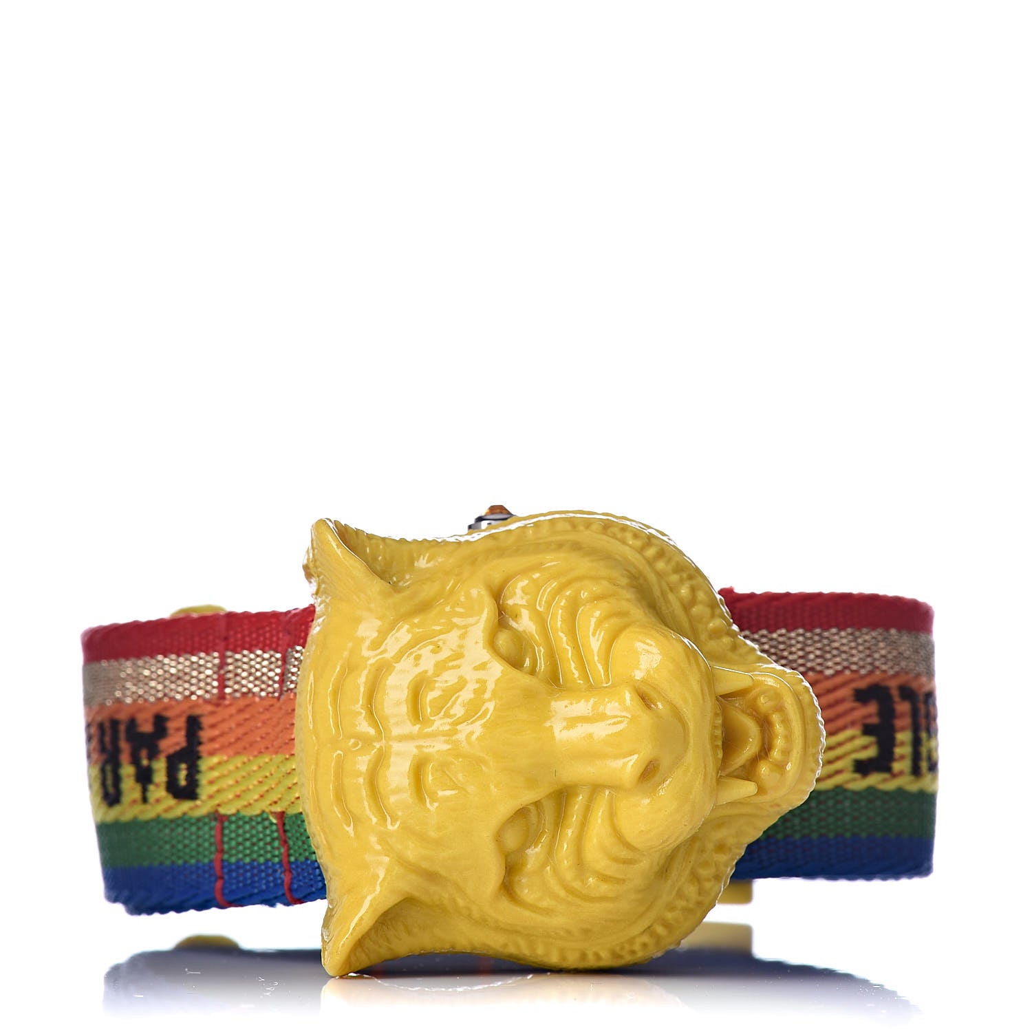 Gucci Stainless Steel Nylon 32mm Le Marche Des Merveilles Tiger Quartz Watch Yellow 4 of 8