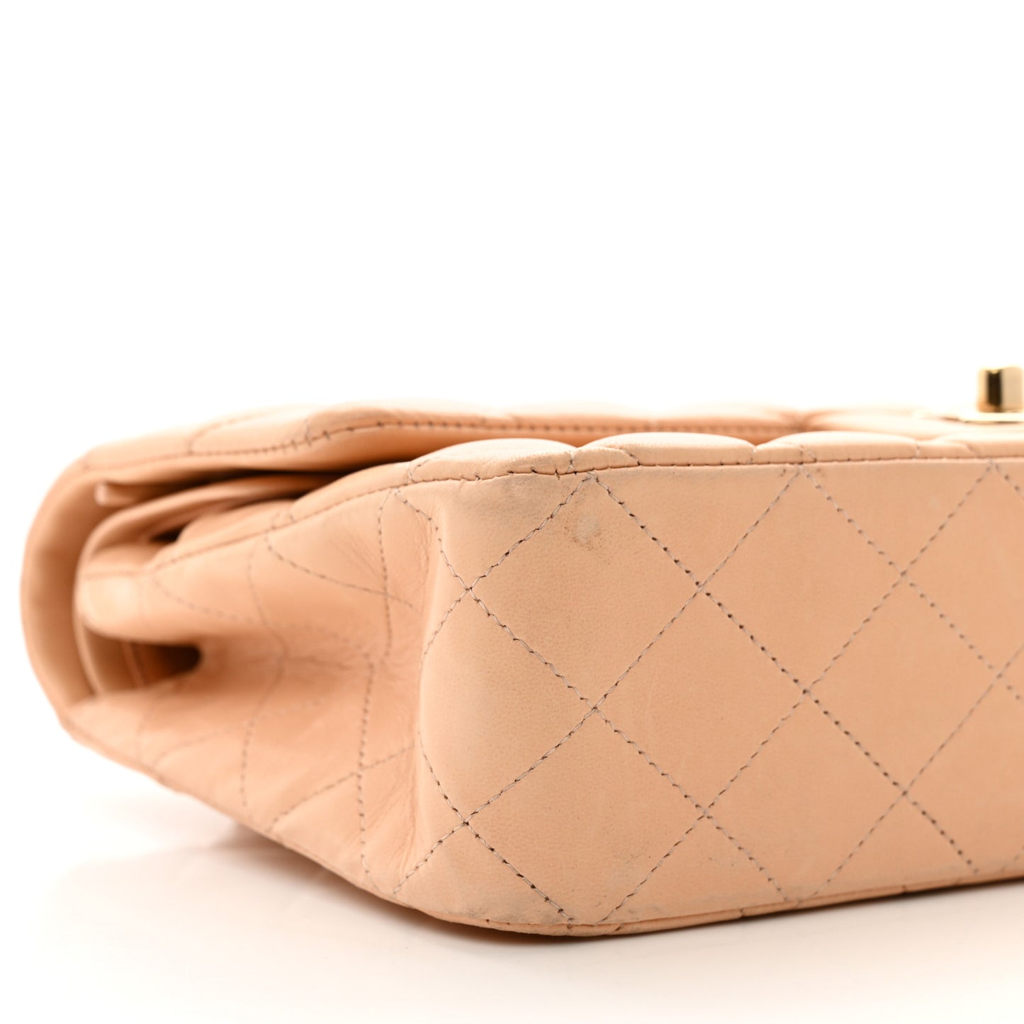 Lambskin Quilted Medium Double Flap Light Orange