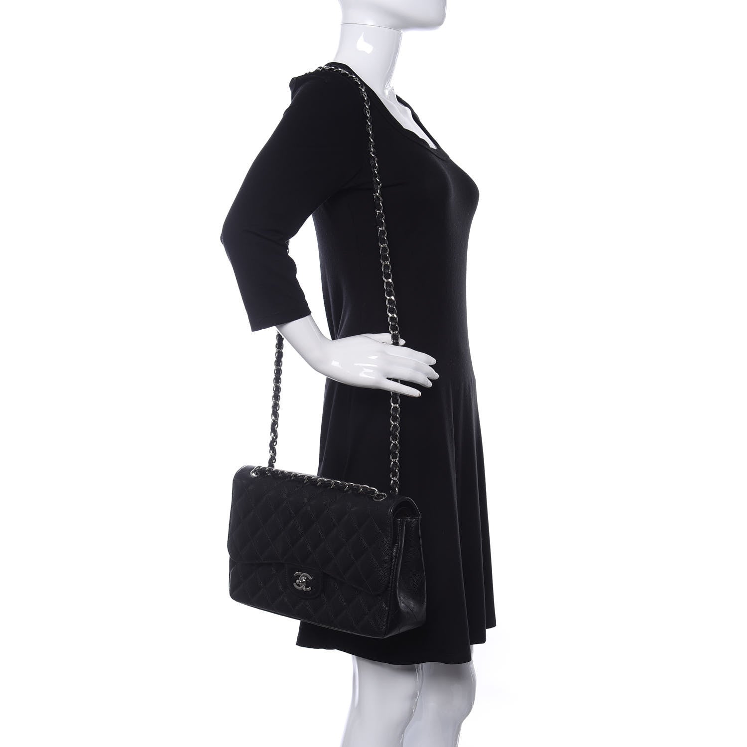 Chanel Caviar Quilted Jumbo Double Flap Black 2 of 11