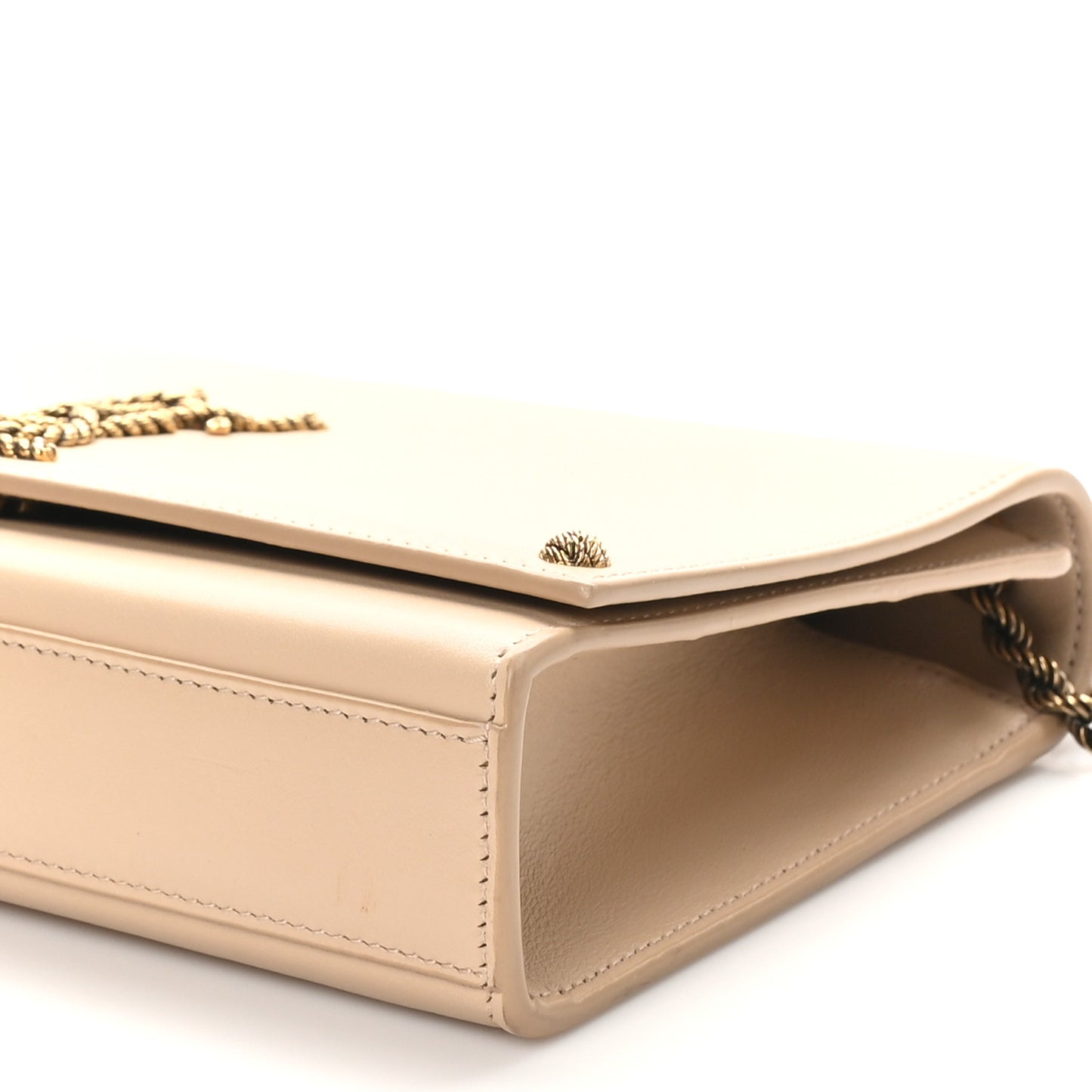 Smooth Calfskin Medium Braided Monogram Kate Satchel Nude Powder