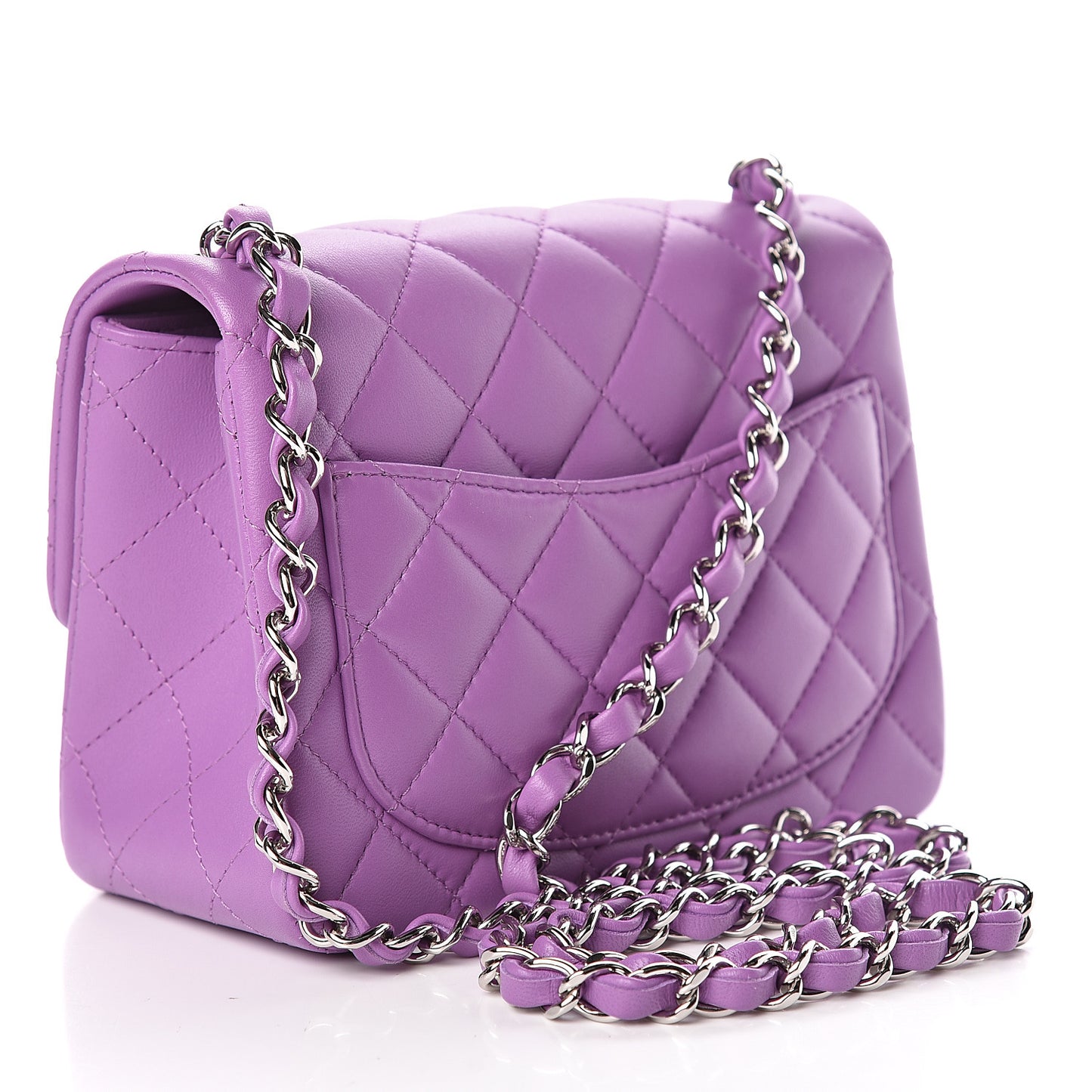 Lambskin Quilted Mini Square Flap Purple
