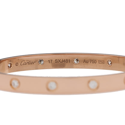 Cartier 18K Pink Gold 10 Diamond LOVE Bracelet 17 5 of 8