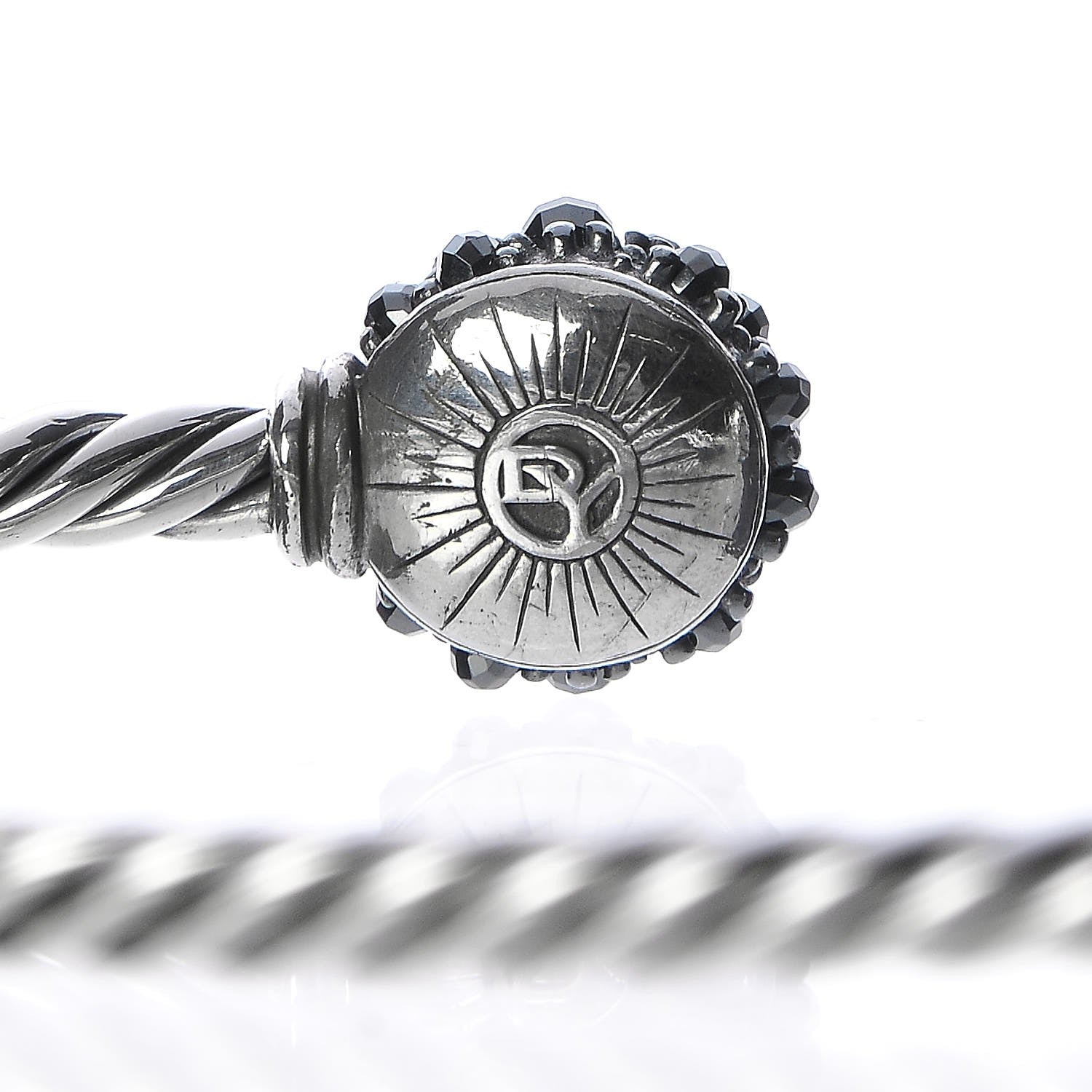 David Yurman Sterling Silver Hematite Osetra Cuff Bracelet 4 of 6