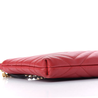 Gucci Calfskin Matelasse Mini GG Marmont Chain Bag Hibiscus Red 6 of 9