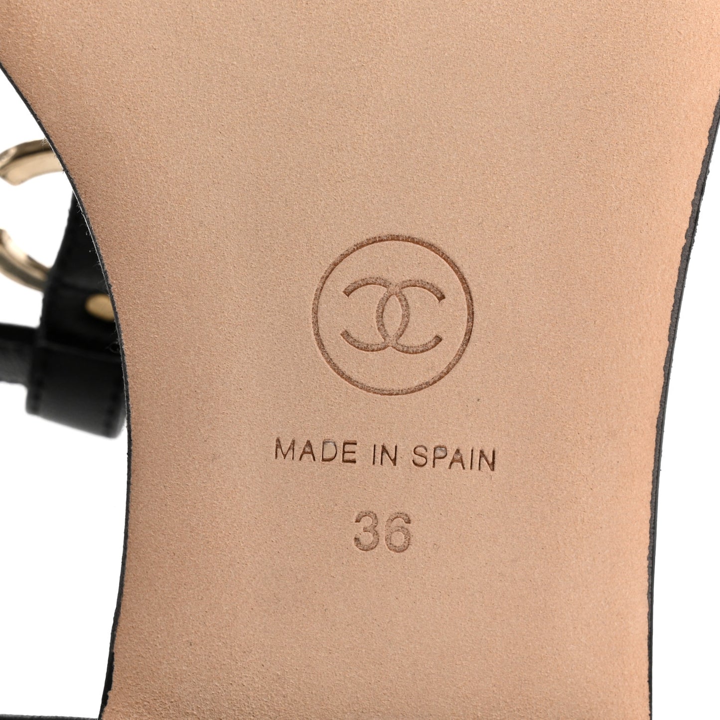 Lambskin CC Logo Thong Sandals 36 Black