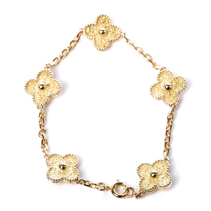 Van Cleef & Arpels 18K Yellow Gold 5 Motifs Vintage Alhambra Bracelet 3 of 5
