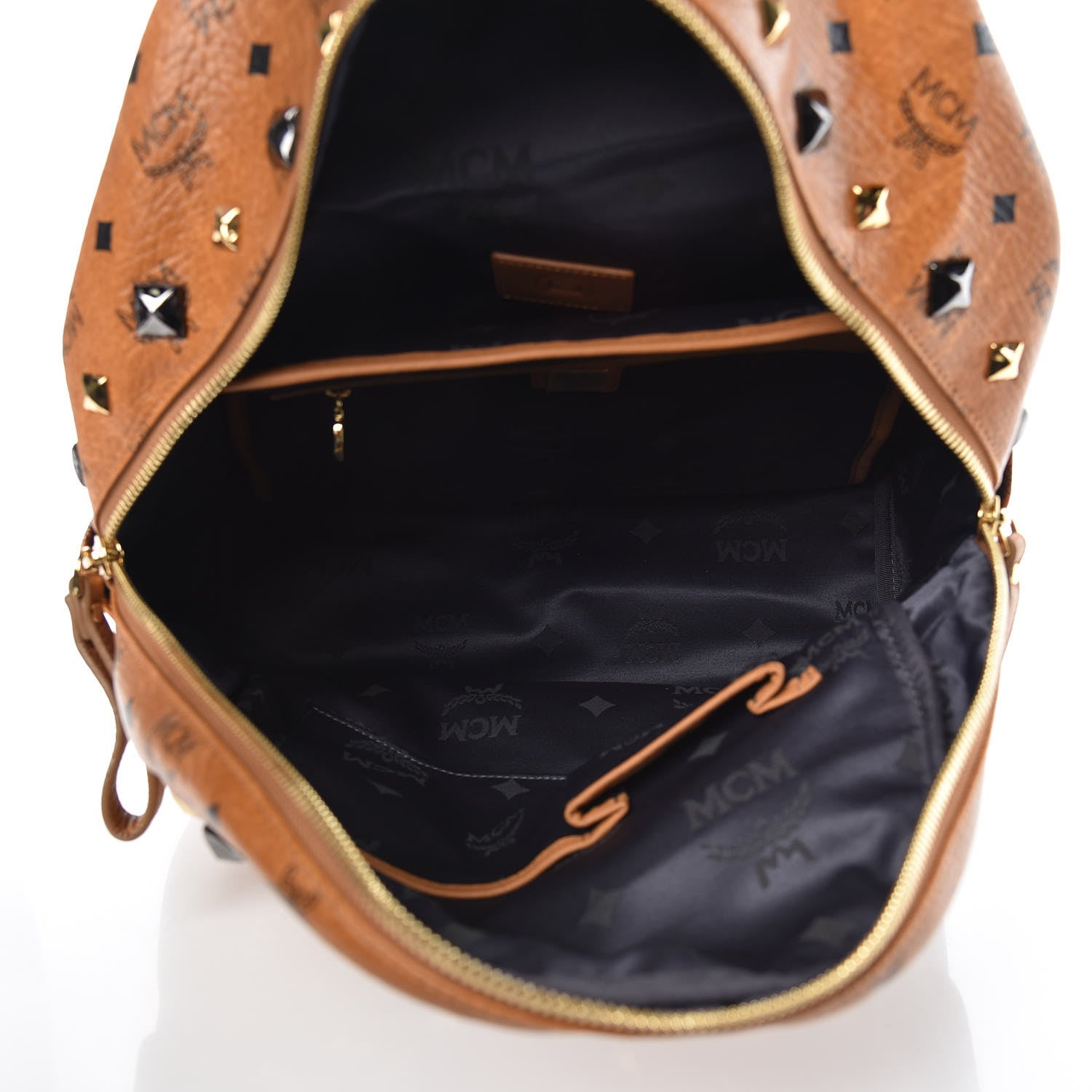 MCM Visetos Studded Medium Stark M Backpack Cognac 7 of 11