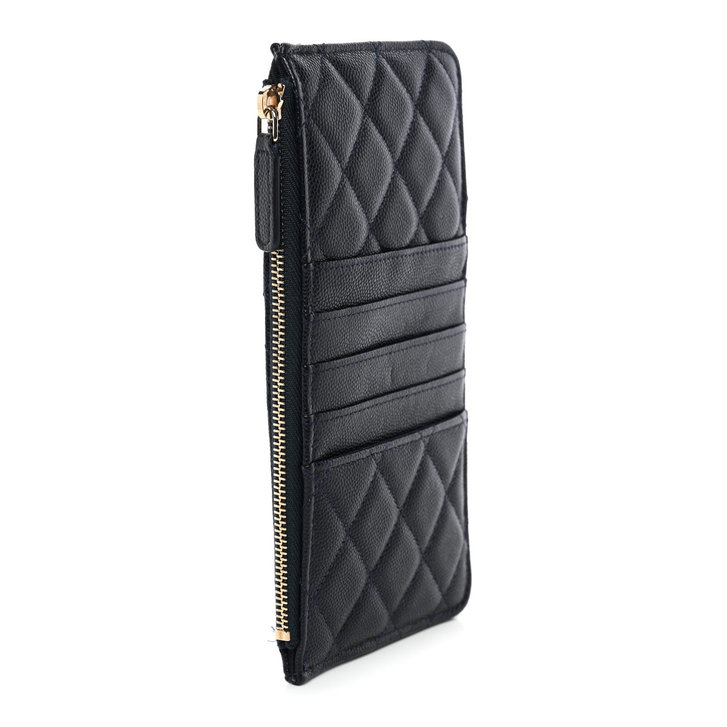 Chanel Caviar Quilted Classic Flat Wallet Pouch Navy 3 of 10