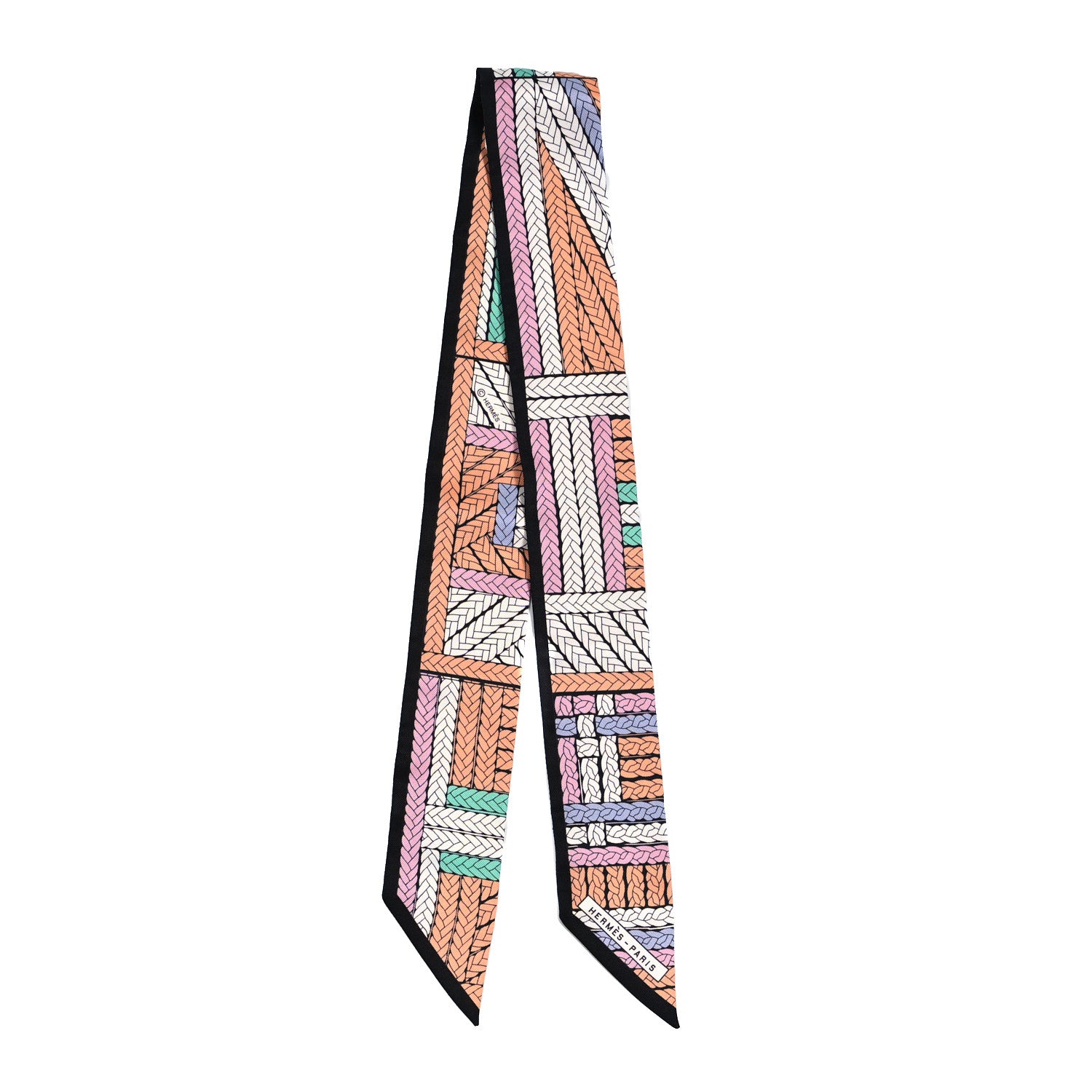 Hermes Silk Tresses H Twilly Abricot Black Rose 2 of 4