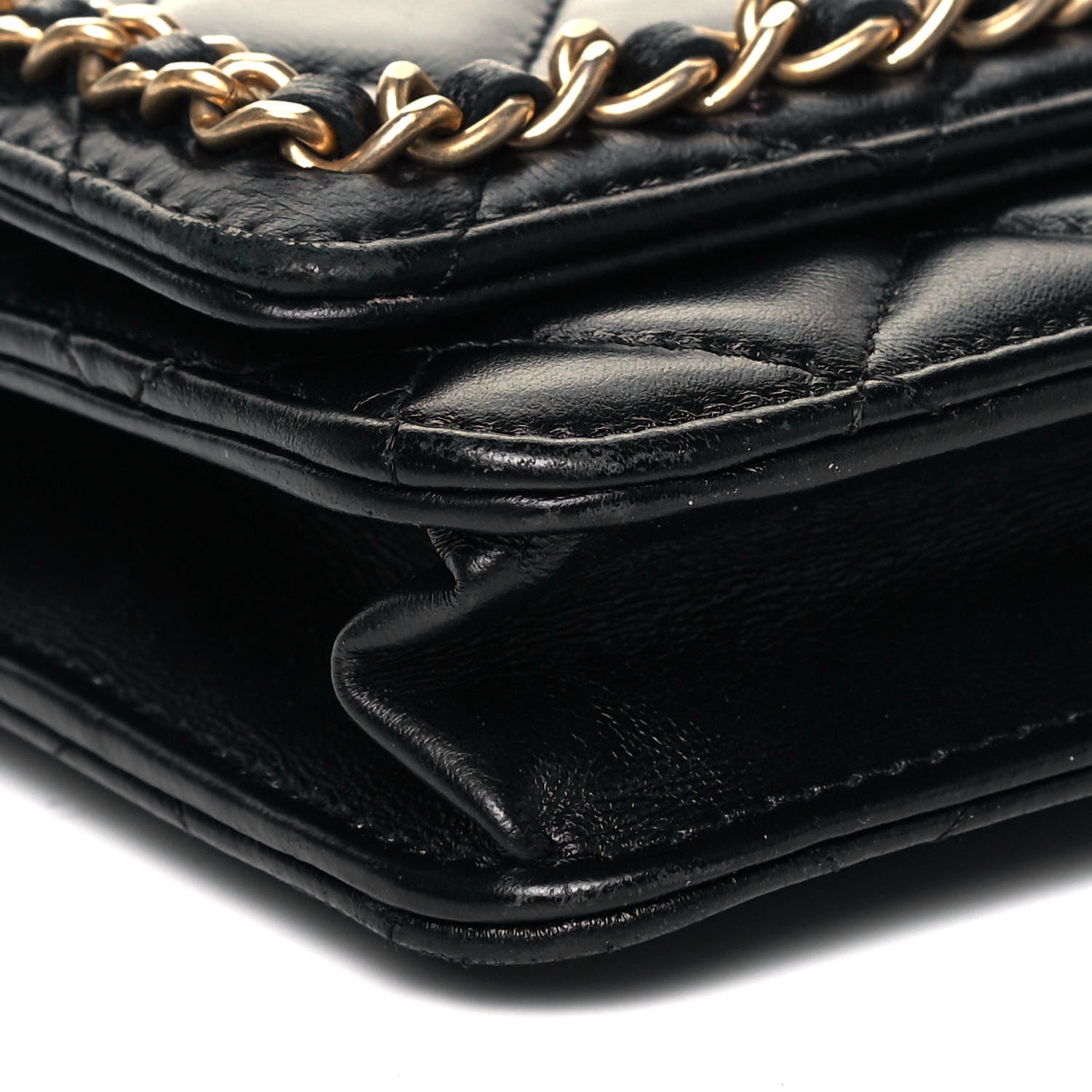 Chanel Lambskin Quilted Chain Around Wallet On Chain WOC Black 8 of 9