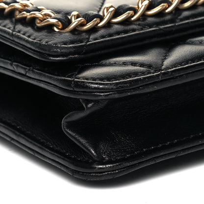 Chanel Lambskin Quilted Chain Around Wallet On Chain WOC Black 8 of 9