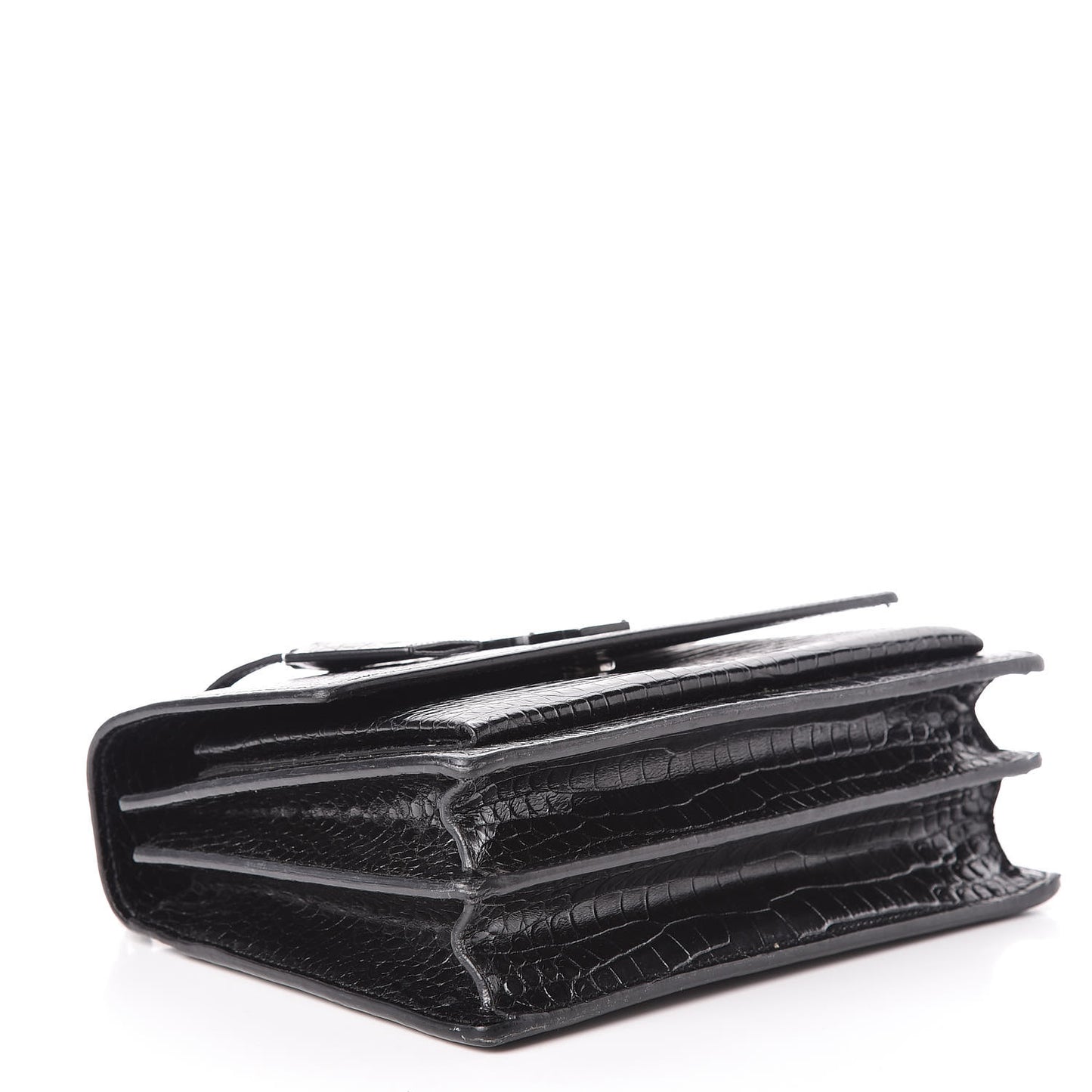 Calfskin Crocodile Embossed Medium Monochrome Monogram Sunset Black
