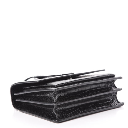 Saint Laurent Calfskin Crocodile Embossed Medium Monochrome Monogram Sunset Black 4 of 22