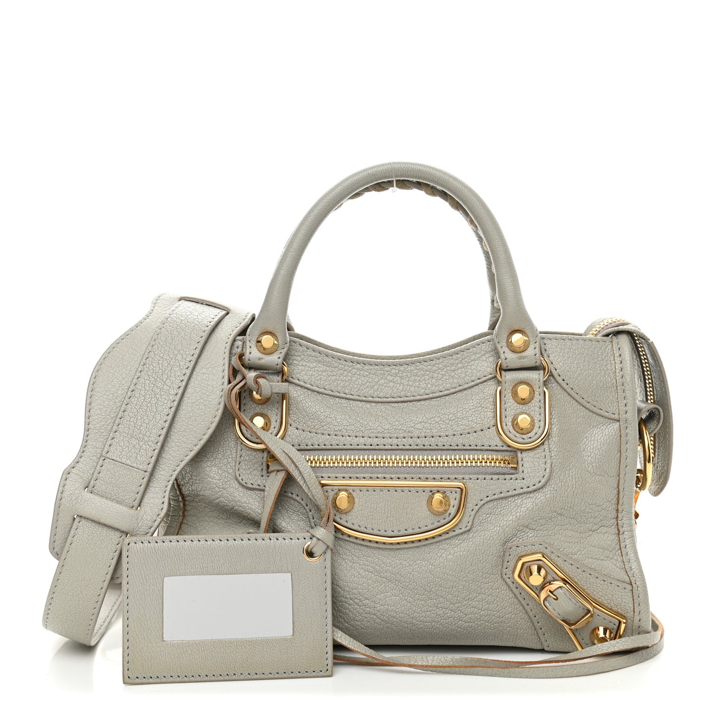 Chevre Gold Metallic Edge Hardware Mini City Gris Glace