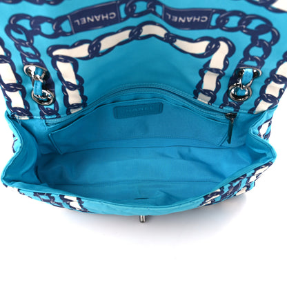 Chanel Silk Chain Printed Medium Single Flap Blue 5 of 11