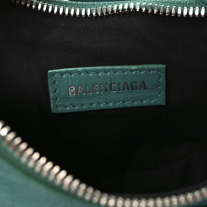 Balenciaga Extra Supple Calfskin Crystal Crocodile Embossed Le Cagole Shoulder Bag XS Jade 7 of 12