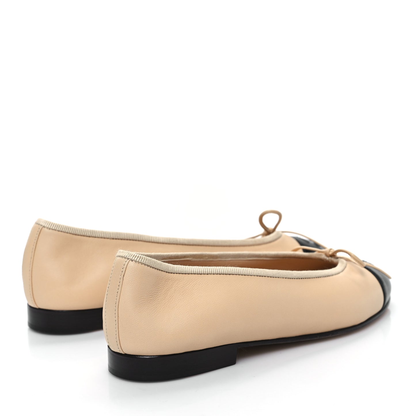 Lambskin Cap Toe CC Ballerina Flats 35.5 Beige Black