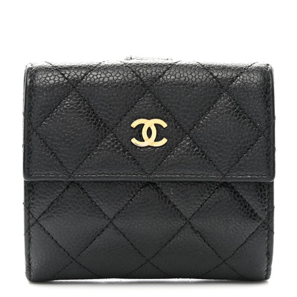 Chanel Caviar Quilted Compact French Flap Wallet Black 1 of 12