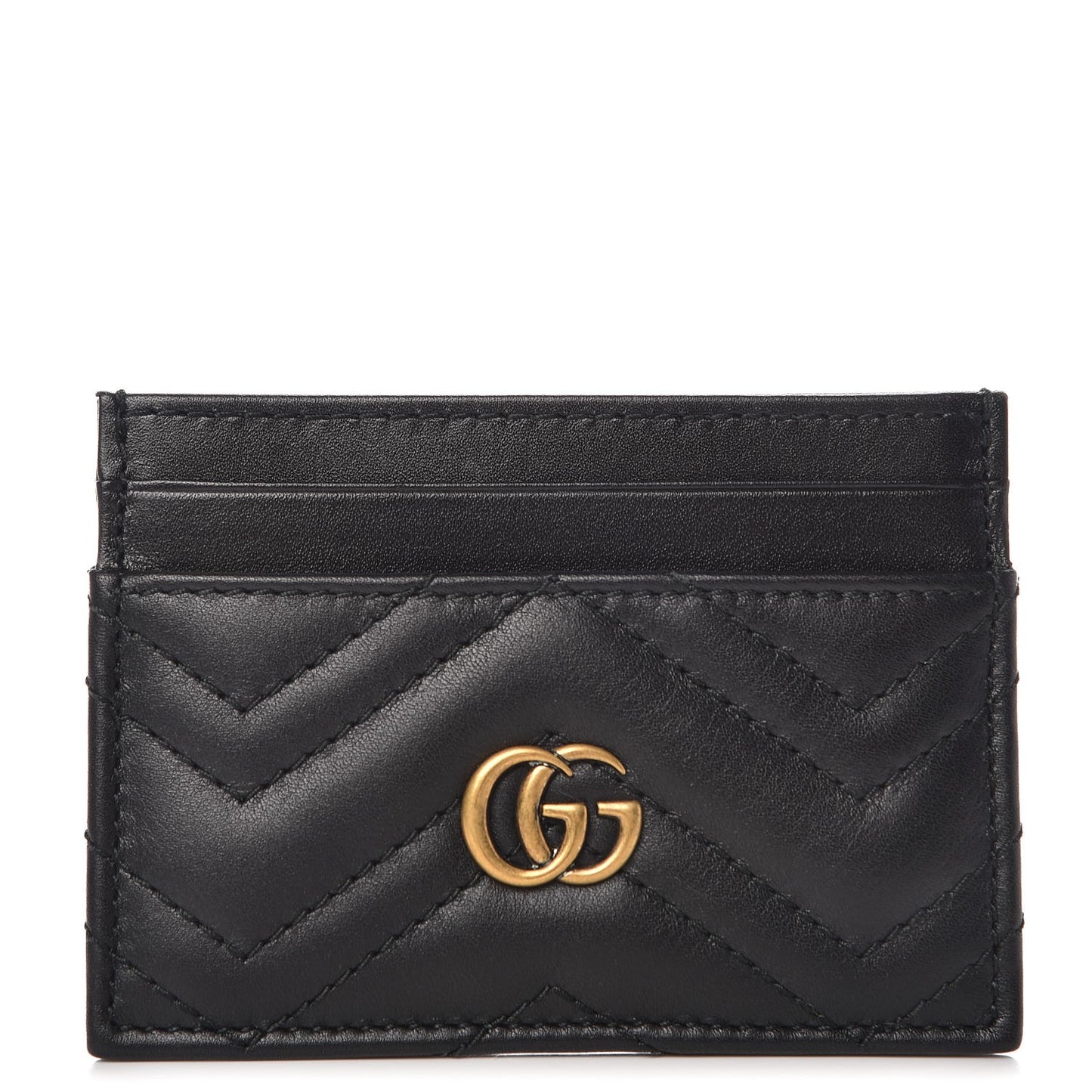 Calfskin Matelasse GG Marmont Card Holder Black