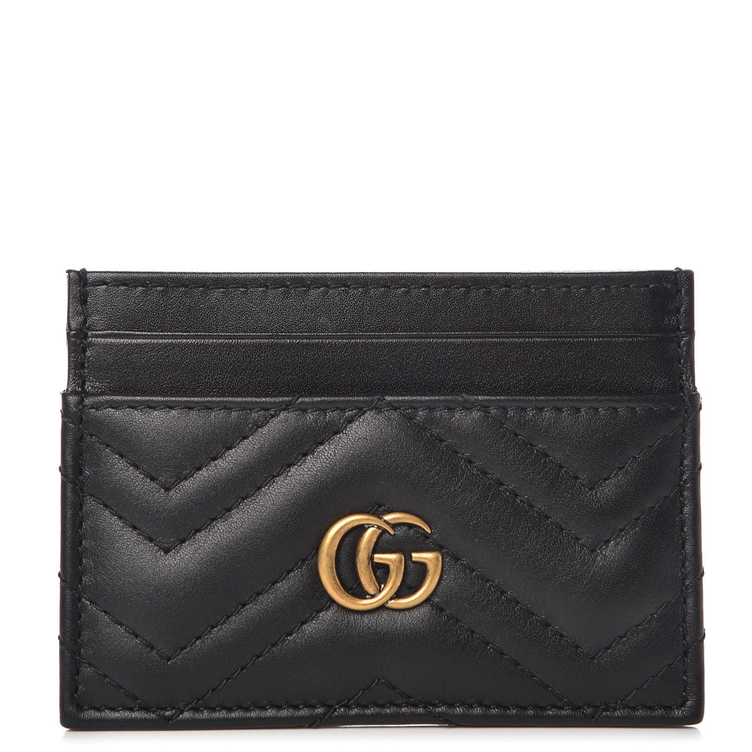 Gucci Calfskin Matelasse GG Marmont Card Holder Black 1 of 7