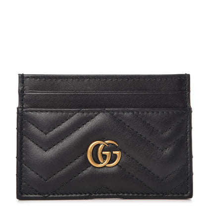 Gucci Calfskin Matelasse GG Marmont Card Holder Black 1 of 7