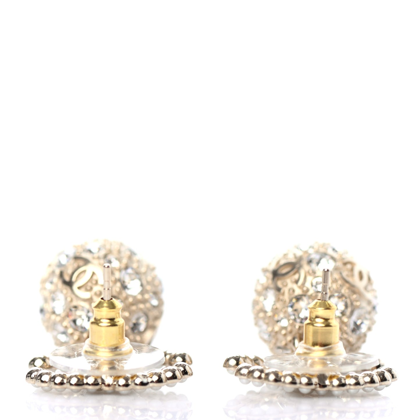 Crystal Pearl CC Drop Earrings Gold Pearly White