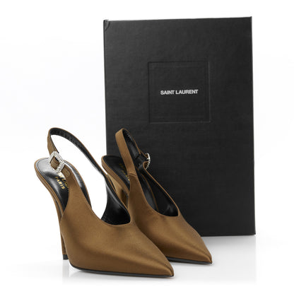 Saint Laurent Silk Satin Yasmeen 115 Slingback Pumps 37 Alpen Mou 10 of 10