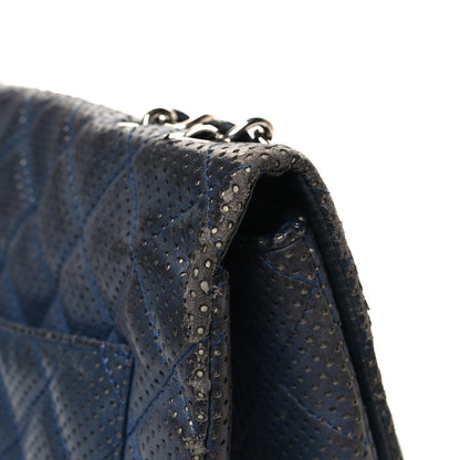 Chanel Lambskin Perforated Jumbo Single Flap Blue 14 of 19