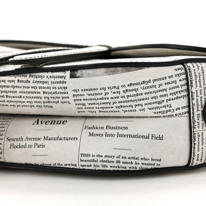 Christian Dior Calfskin Newspaper Printed Saddle Bag With Strap Black White 10 of 12