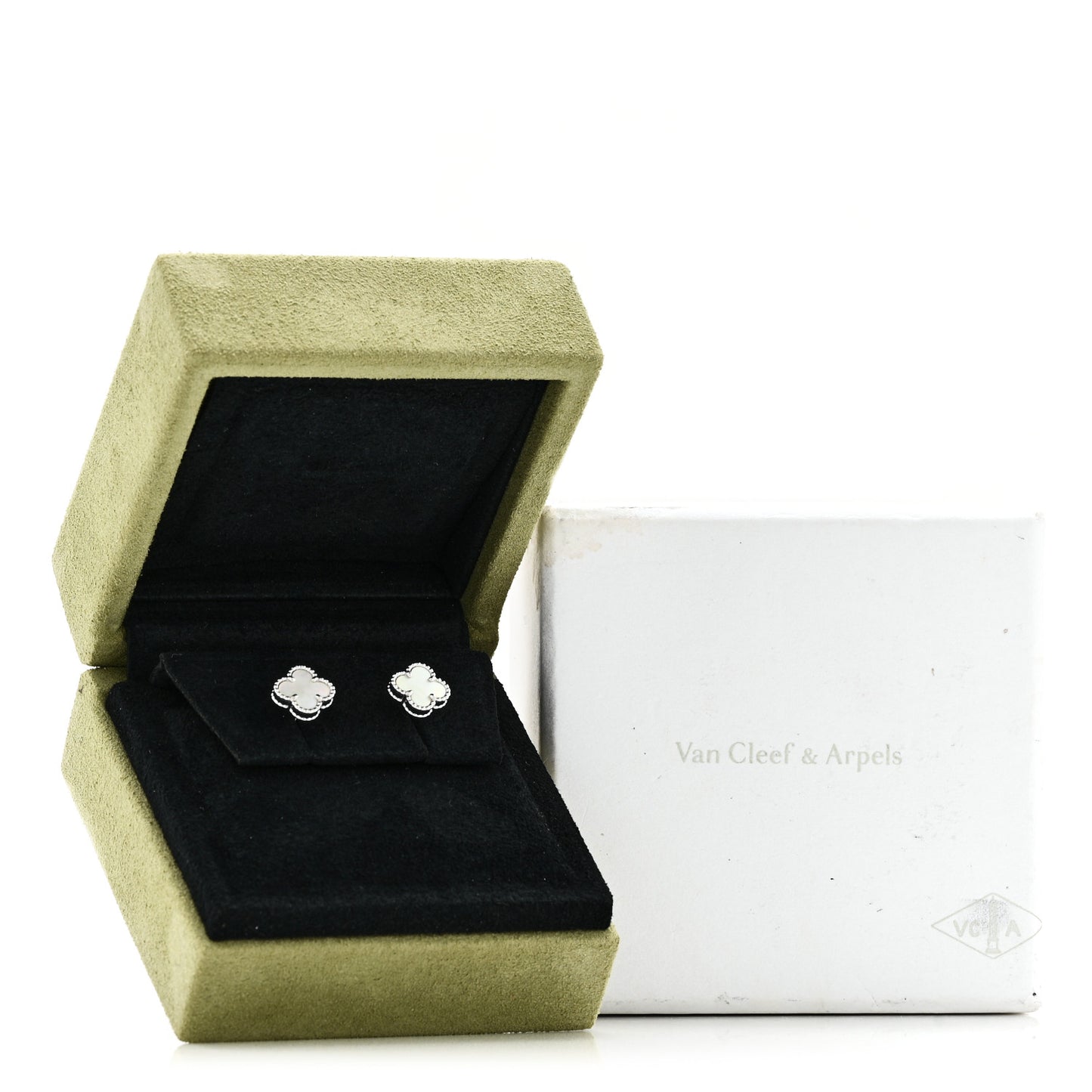 18K White Gold Mother of Pearl Sweet Alhambra Earrings