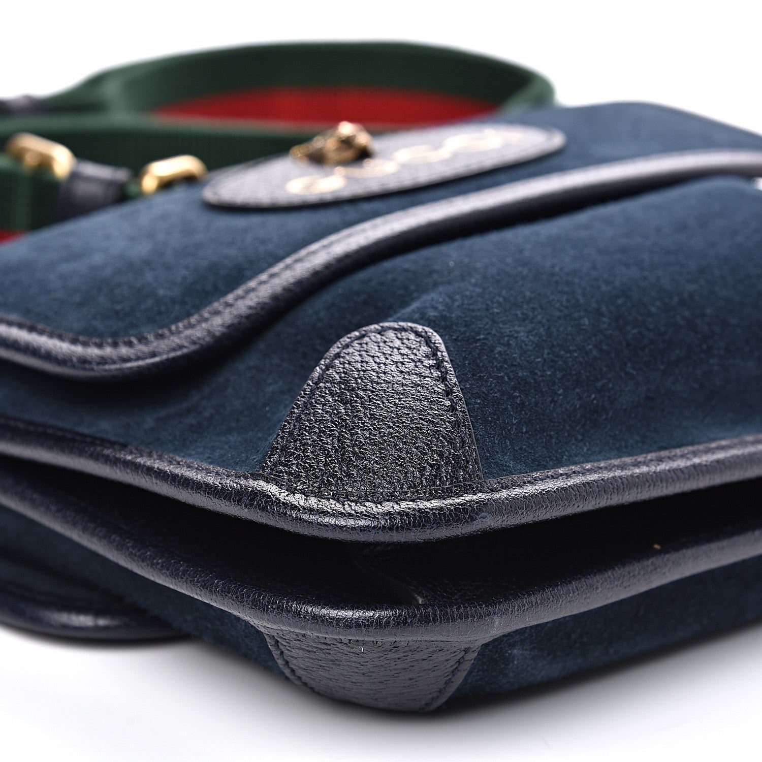 Gucci Suede Web Small Neo Vintage Double Flap Messenger Bag Blue 8 of 13
