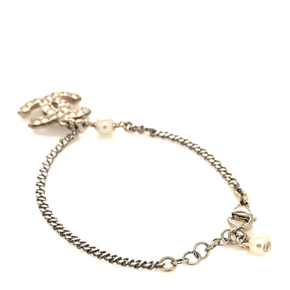 Chanel Pearl Crystal CC Bracelet Light Gold 3 of 5