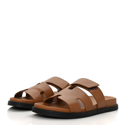 Hermes Calfskin Womens Chypre Sandals 40.5 Gold 3 of 12