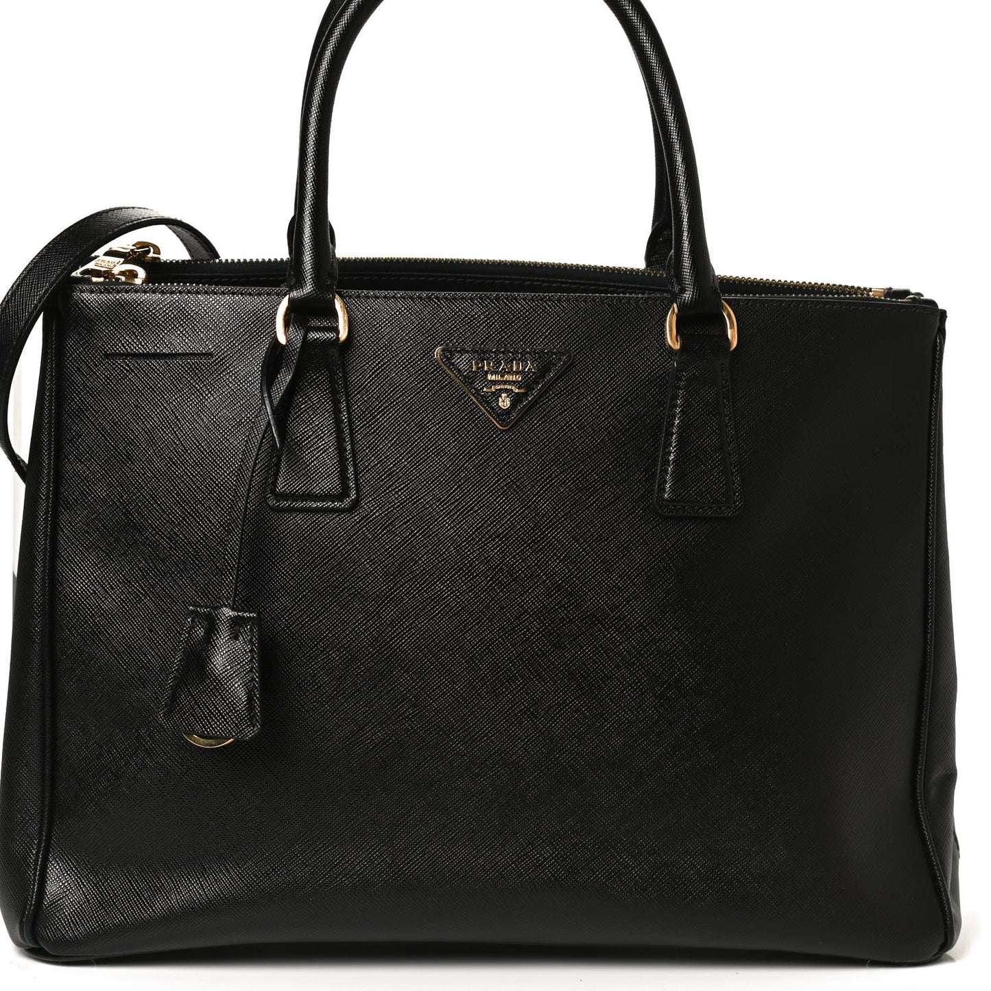 Saffiano Medium Galleria Double Zip Tote Black