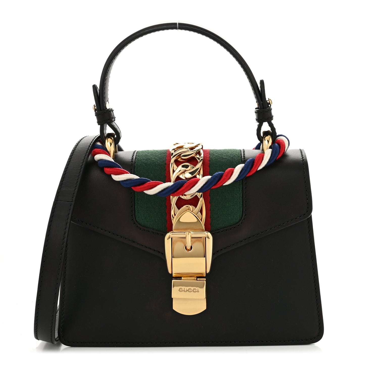 Calfskin Mini Sylvie Top Handle Bag Black