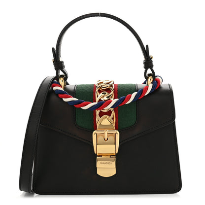 Gucci Calfskin Mini Sylvie Top Handle Bag Black 1 of 10