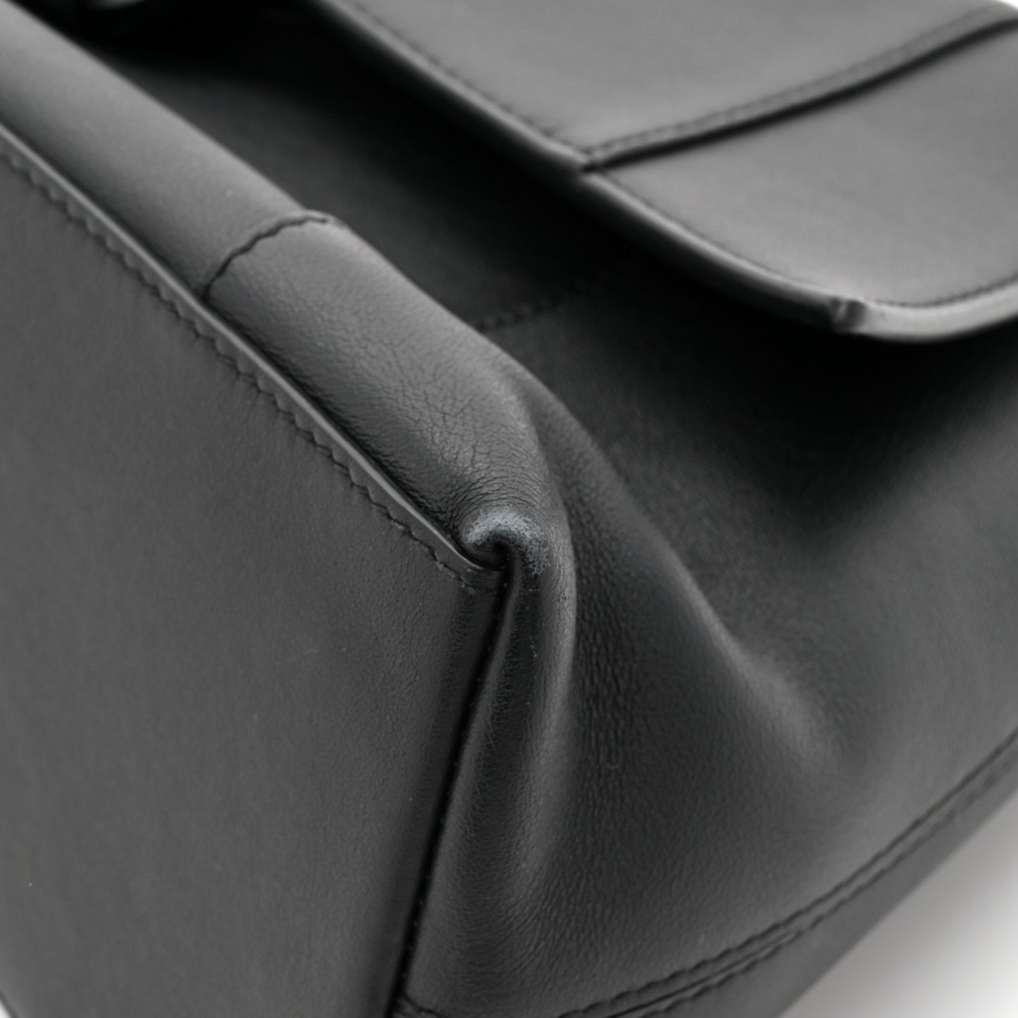 Semi Shiny Smooth Calfskin Monochrome Small Downtown Shoulder Bag Black